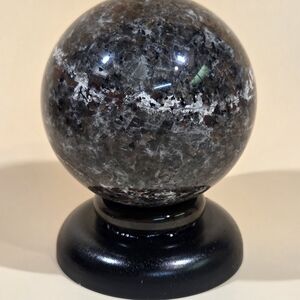 Natural Polished Yooperlite Lake Superior Gemstone Sphere On Handmade Display